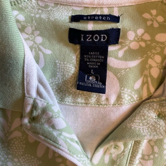 IZOD L sleeveless green/white floral print stretch cotton tank - Picture 2 of 4